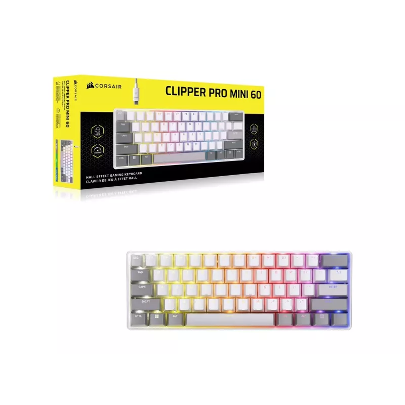 CORSAIR CLIPPER PRO MINI 60 Hall Effect herná klávesnica biela