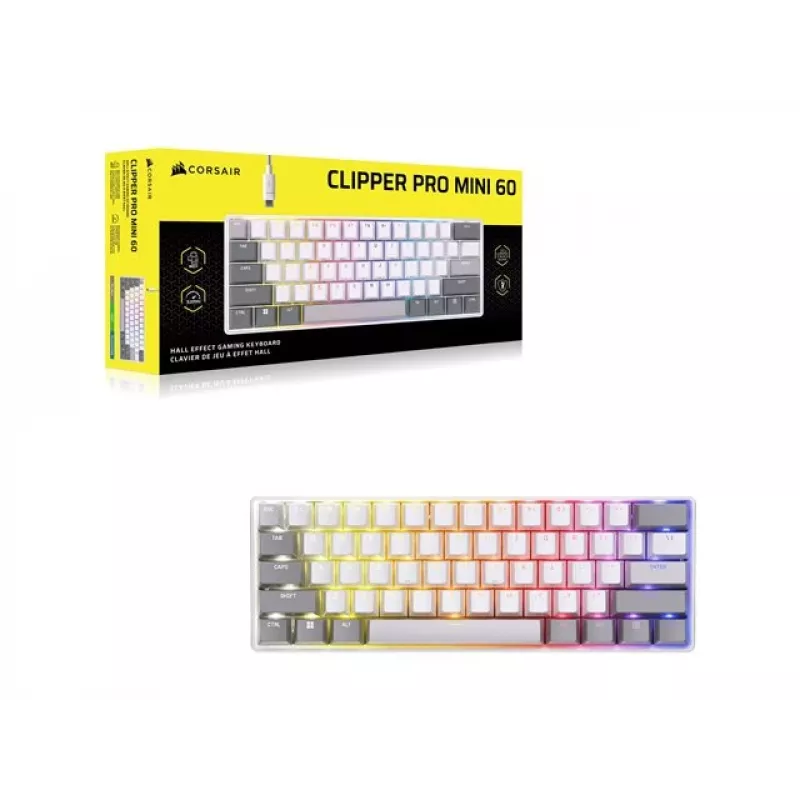 CORSAIR CLIPPER PRO MINI 60 Hall Effect herná klávesnica biela