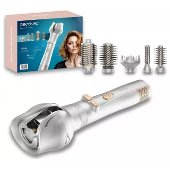 Cecotec CeramicCare 6in1 Gyro rotačná kefa na vlasy s teplým vzduchom, 1100 W, 6 nástavcov