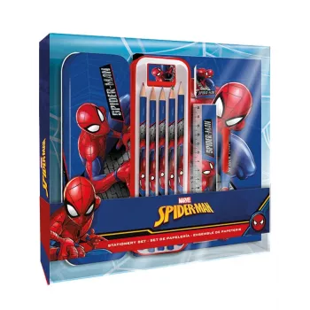 Detská 11-in-1 školská sada kancelárskych potrieb Spider-Man s peračníkom, pastelkami, A5 zápisníkom a ďalším