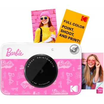 KODAK Printomatic Barbie edícia instantný digitálny fotoaparát 5MP + 5 listov ZINK fotopapiera ružový