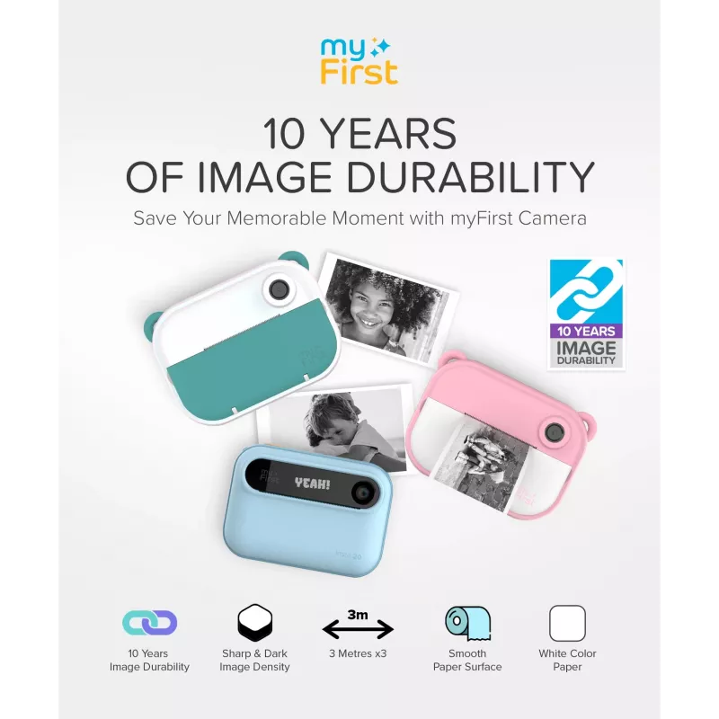 myFirst Camera Insta Wi termo nálepkový papier náhradné náplne - 3 rolky (ružová, modrá, žltá) - 9 m celková dĺžka