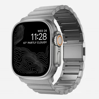 NOMAD Titanium Band V3 – Natural Titanium brúsený kovový náramok pre Apple Watch 46mm/49mm