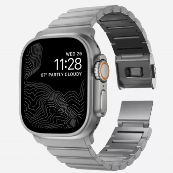 NOMAD Titanium Band V3 – Natural Titanium brúsený kovový náramok pre Apple Watch 46mm/49mm