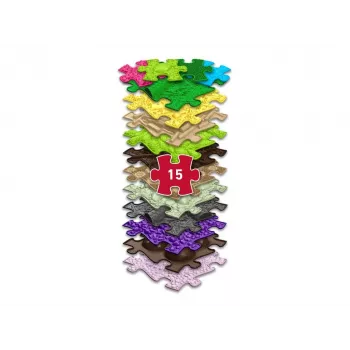 MUFFIK ortopedická senzorická podložka sada 15-in-1, do seba zapadajúce puzzle dielce na korekciu vbočených chodidiel, 15 dielov, viacfarebná