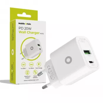 Mobile Origin PD20W nástenná nabíjačka MO12 biela 1x USB-A + 1x USB-C
