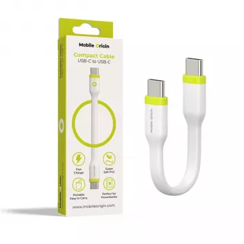 Mobile Origin Compact kábel USB-C na USB-C biely 10cm