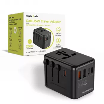 Mobile Origin 35W cestovný adaptér GaN PW4 EU/UK/US/AUS 3C+2A