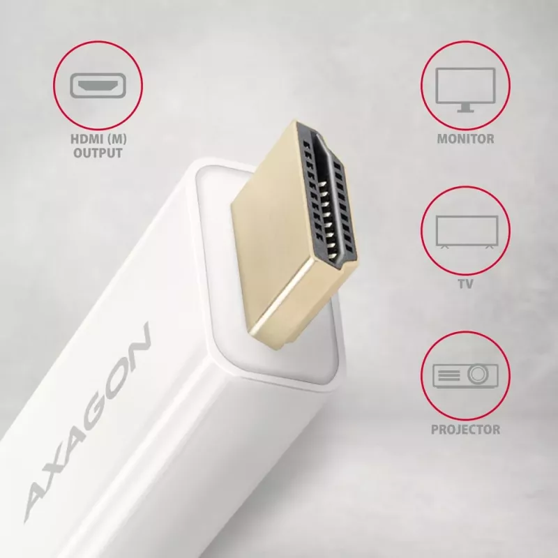 AXAGON Mini DisplayPort na HDMI adaptérový kábel 4K/30 Hz 1,8 m biely