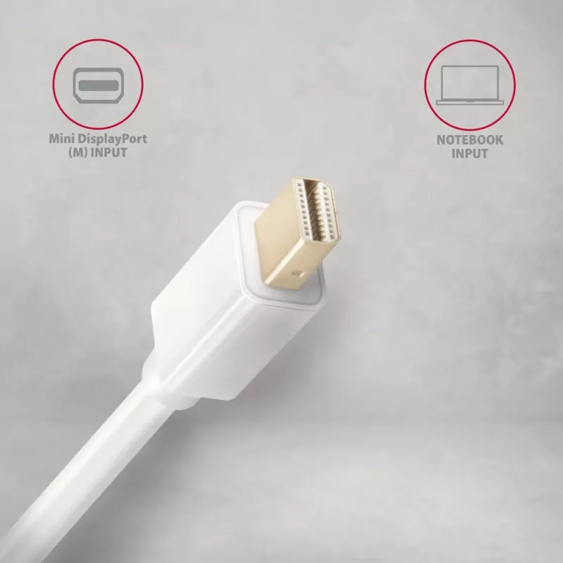 AXAGON Mini DisplayPort na HDMI adaptérový kábel 4K/30 Hz 1,8 m biely