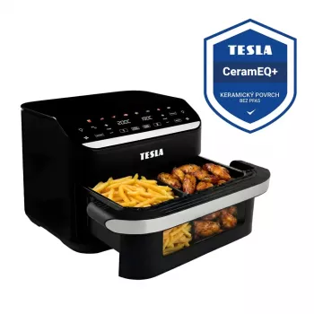 TESLA Aircook DualHeat QD575 XXL Teplovzdušná fritéza 10 L, čierna