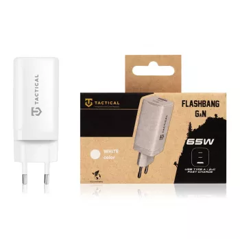 Tactical Adapter FlashBang GaN biela 65W USB-C nabíjačka