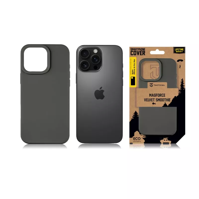 Tactical zadné puzdro MagForce Velvet Smoothie pre iPhone 16 Pro Max - čierna