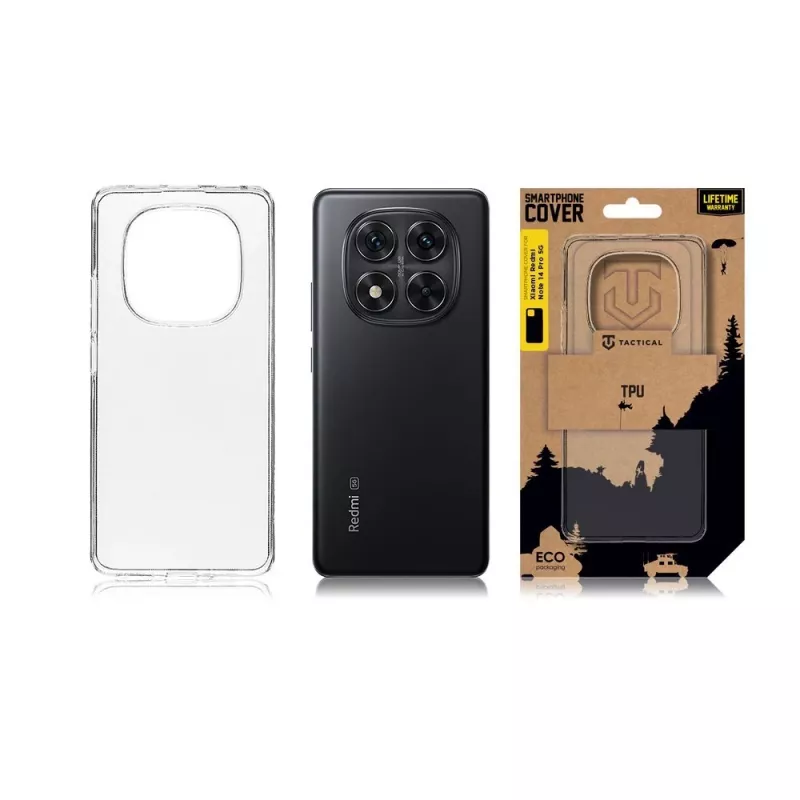 Tactical zadné krytie TPU pre Xiaomi Redmi Note 14 Pro 5G transparentné