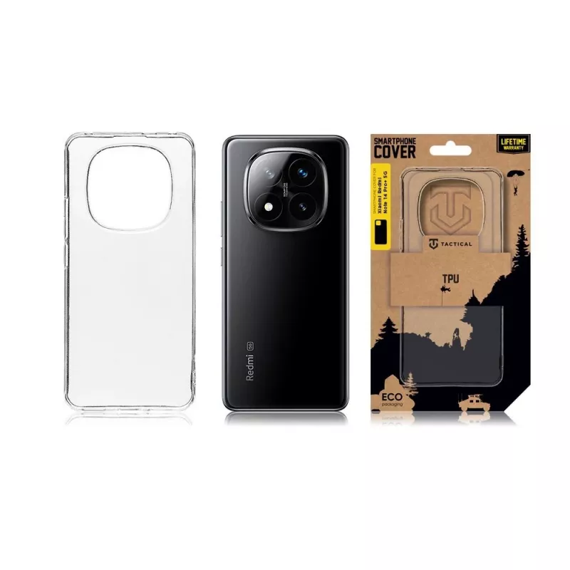 Tactical zadné krytie TPU pre Xiaomi Redmi Note 14 Pro+ 5G transparentné