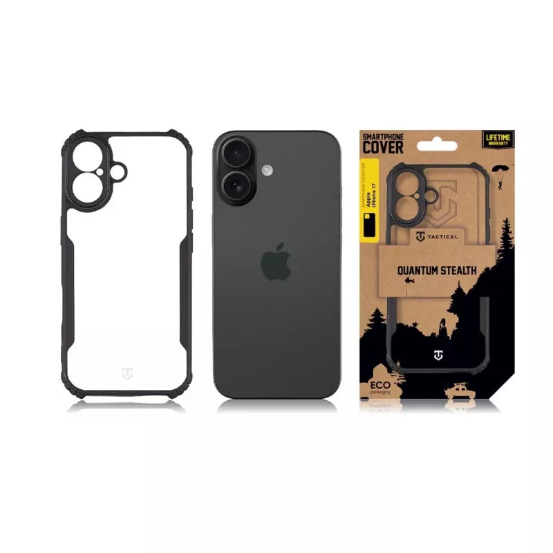 Tactical zadné krytie Quantum Stealth iPhone 17 Transparent/čierna