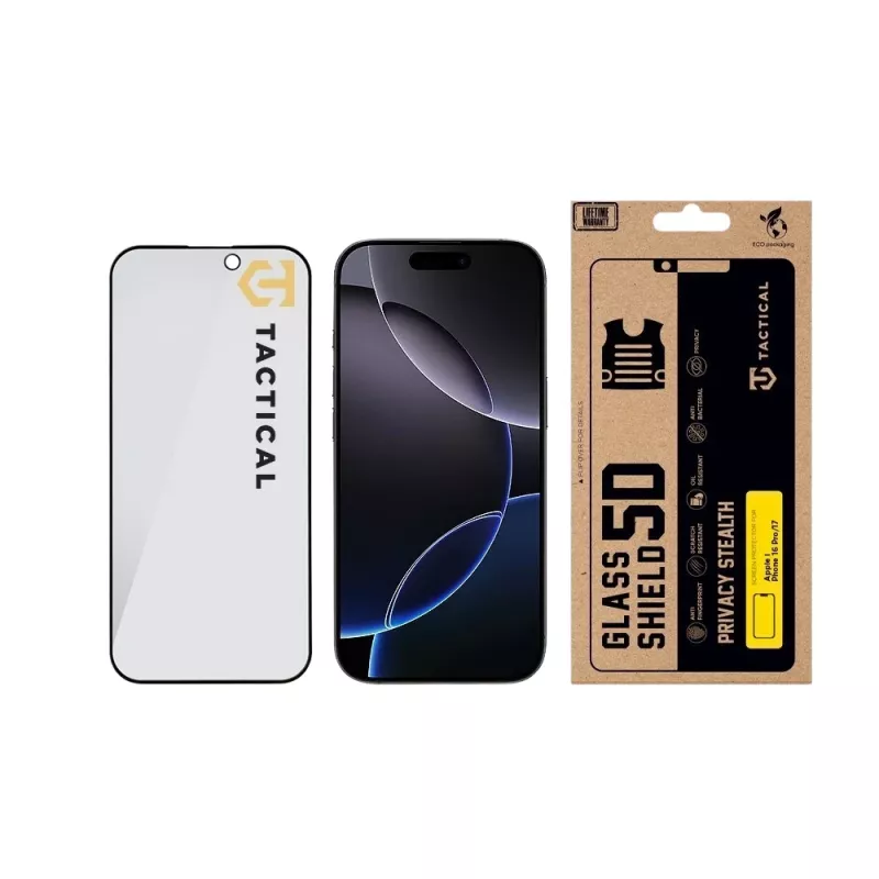 Tactical Glass Shield Privacy 5D pre iPhone 16 Pro/17 čierna
