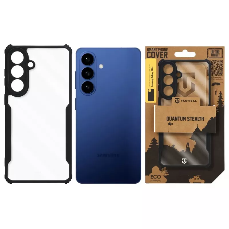 Tactical zadný kryt Quantum Stealth Galaxy S26+ transparentná/čierna
