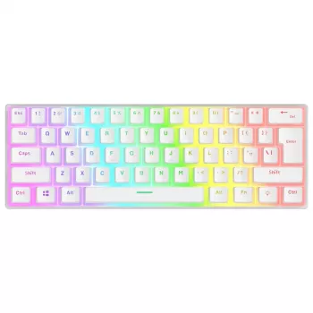 Rampage Radiant K11 60% mechanická herná klávesnica, biela, Blue Switch, RGB