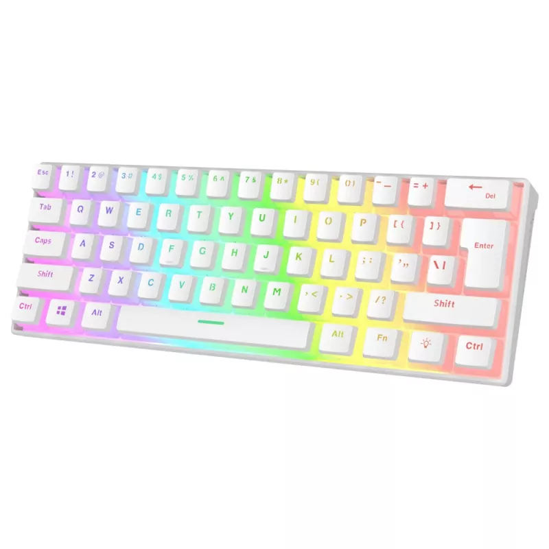 Rampage Radiant K11 60% mechanická herná klávesnica, biela, Blue Switch, RGB
