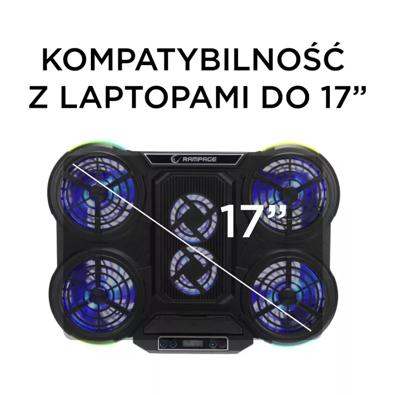 Rampage PROTE R6 Chladiaci stojan na notebook, 10-17 palcov, RGB