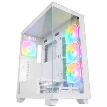 Rampage Hydra V1 Mid-Tower PC skriňa, biela, 4x 120mm ARGB ventilátory, USB-C/USB-A, ARGB hub, tvrdené sklo