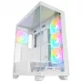 Rampage Hydra V1 Mid-Tower PC skriňa, biela, 4x 120mm ARGB ventilátory, USB-C/USB-A, ARGB hub, tvrdené sklo