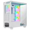 Rampage Hydra V1 Mid-Tower PC skriňa, biela, 4x 120mm ARGB ventilátory, USB-C/USB-A, ARGB hub, tvrdené sklo