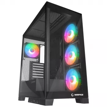 Rampage Hydra V2 Mid-Tower PC skriňa s 4x 120mm ARGB ventilátormi, tvrdeným sklom, čierna