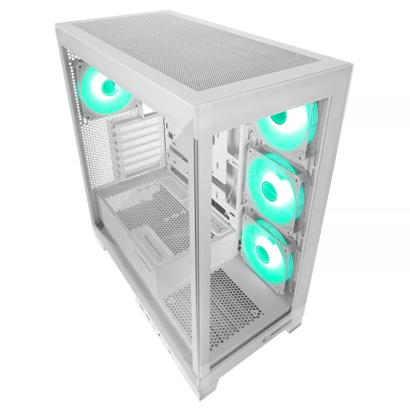 Rampage Hydra V2 Mid Tower PC skriňa biela s 4x 120mm ARGB ventilátormi a tvrdeným sklom