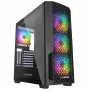 Rampage Shelob Mid Tower PC skriňa, 4x ARGB ventilátory, tvrdené sklo, čierna