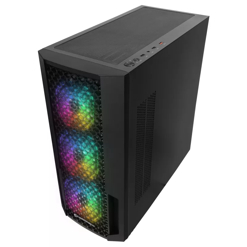 Rampage Shelob Mid Tower PC skriňa, 4x ARGB ventilátory, tvrdené sklo, čierna
