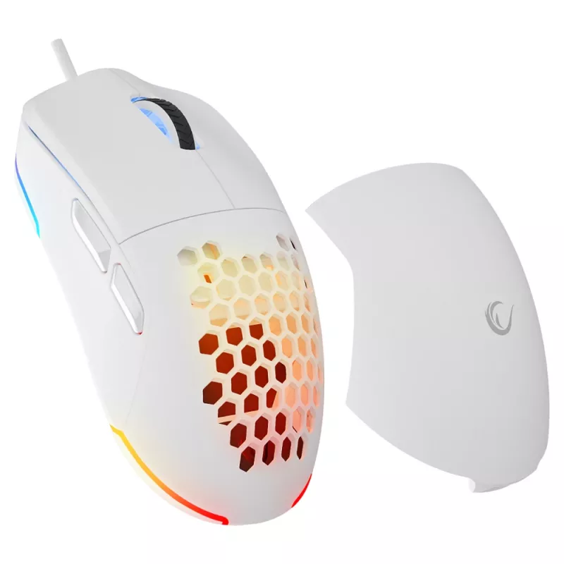 Rampage BLINK káblová herná myš, 12800 DPI, RGB, optický senzor, biela