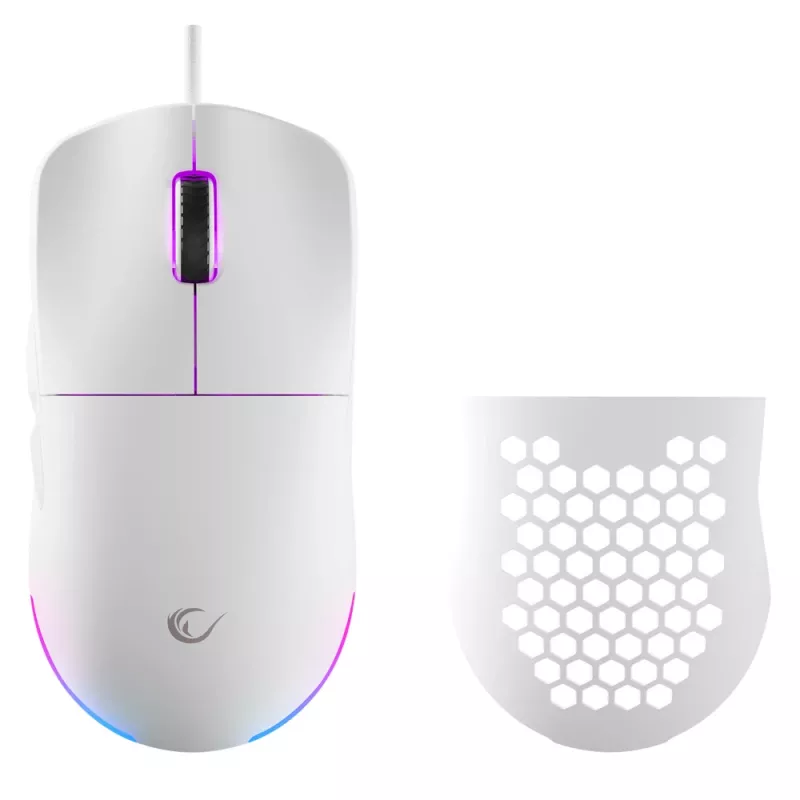 Rampage BLINK káblová herná myš, 12800 DPI, RGB, optický senzor, biela
