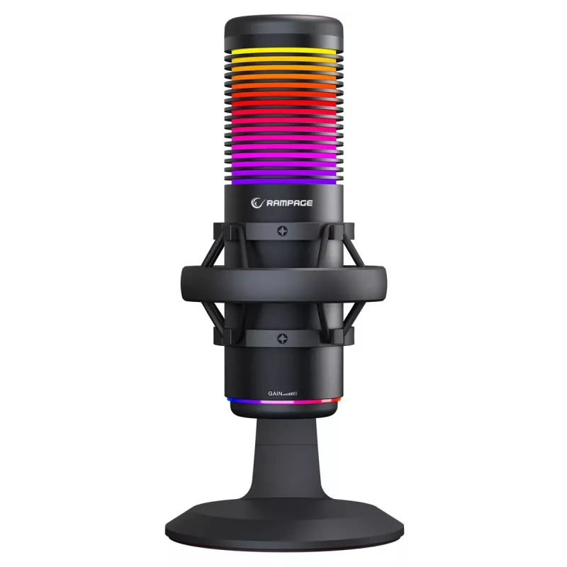 Rampage Bemol RGB USB-C herný mikrofón, čierny