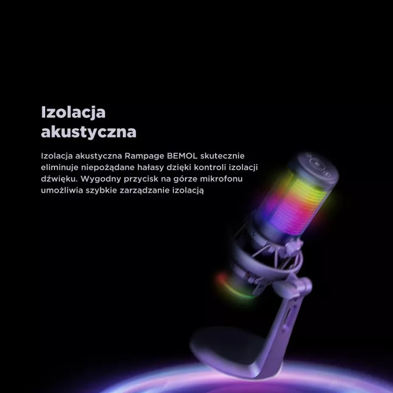 Rampage Bemol RGB USB-C herný mikrofón, čierny