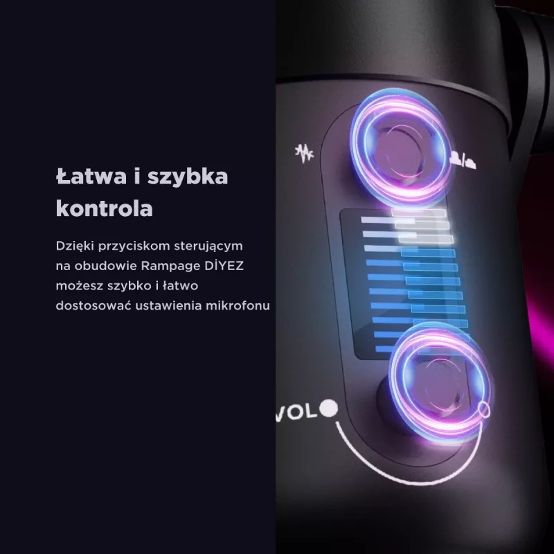 Rampage Diyez RGB USB-C herný mikrofón, čierny