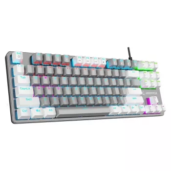 Rampage Snug RGB KRGD Blue mechanická herná klávesnica, Tenkeyless, sivo-biela