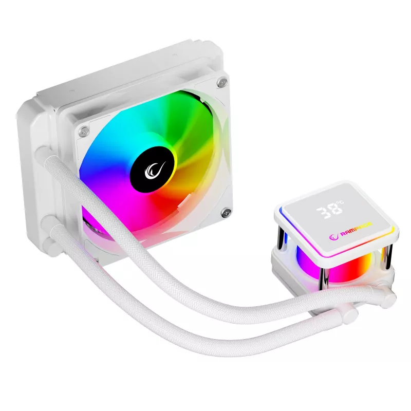 Rampage INFINITE V120 All-in-One kvapalinový CPU chladič 120mm ARGB, ukazovateľ teploty, biely