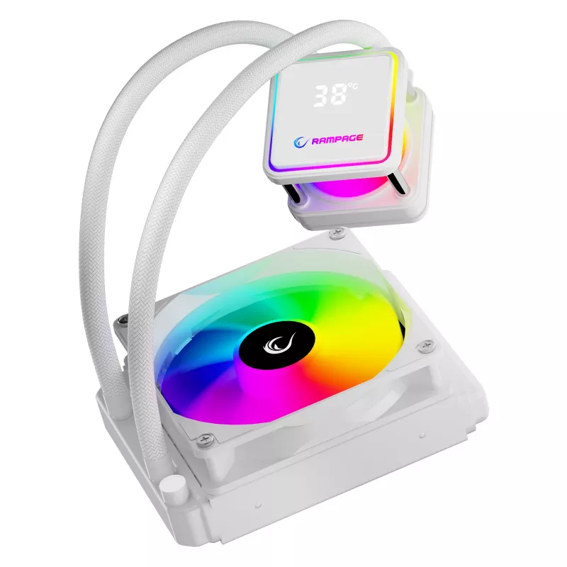 Rampage INFINITE V120 All-in-One kvapalinový CPU chladič 120mm ARGB, ukazovateľ teploty, biely