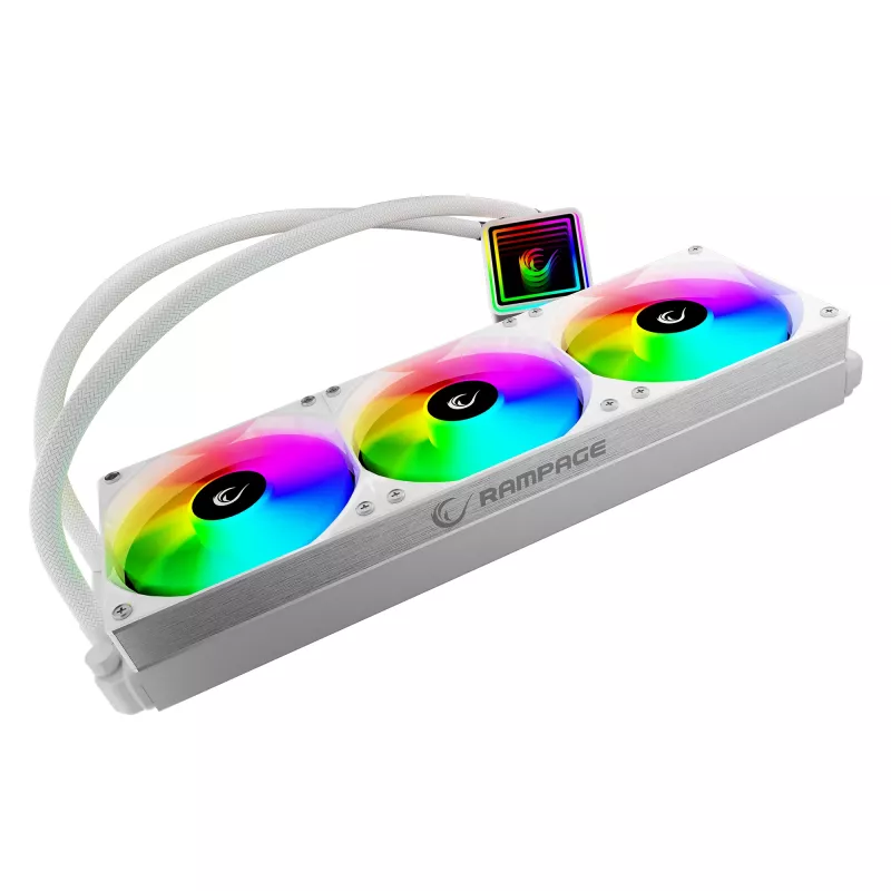 Rampage INFINITE V360 All-in-One kvapalinový CPU chladič 360mm ARGB, ukazovateľ teploty, biely