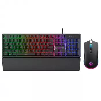 Rampage Fortuna sada hernej klávesnice, myši a podložky pod myš, 12800 DPI, čierna