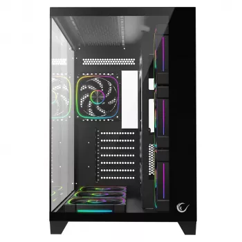RAMPAGE SEALITE-BLACK Mid-Tower PC skriňa s tvrdeným sklom, 7x ARGB PWM ventilátorov, čierna