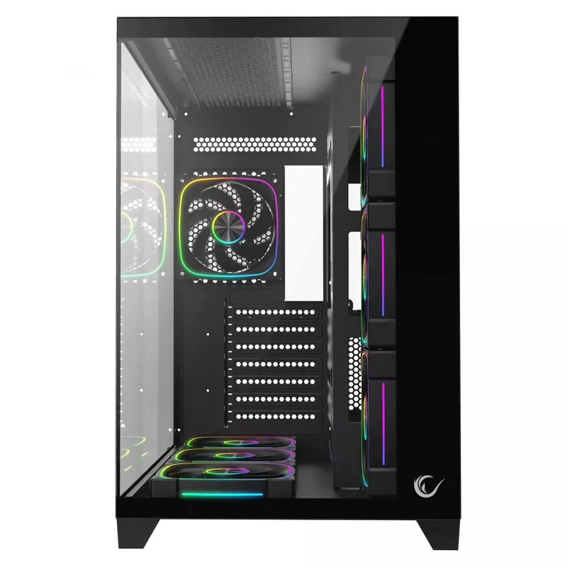 RAMPAGE SEALITE-BLACK Mid-Tower PC skriňa s tvrdeným sklom, 7x ARGB PWM ventilátorov, čierna