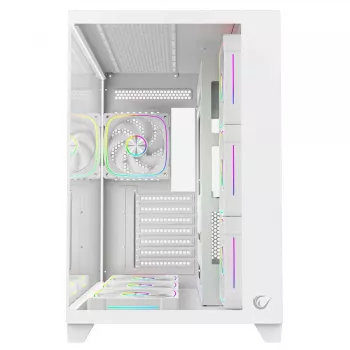 RAMPAGE SEALITE-WHITE Mid-Tower PC skriňa s tvrdeným sklom, 7x ARGB PWM ventilátorov, biela