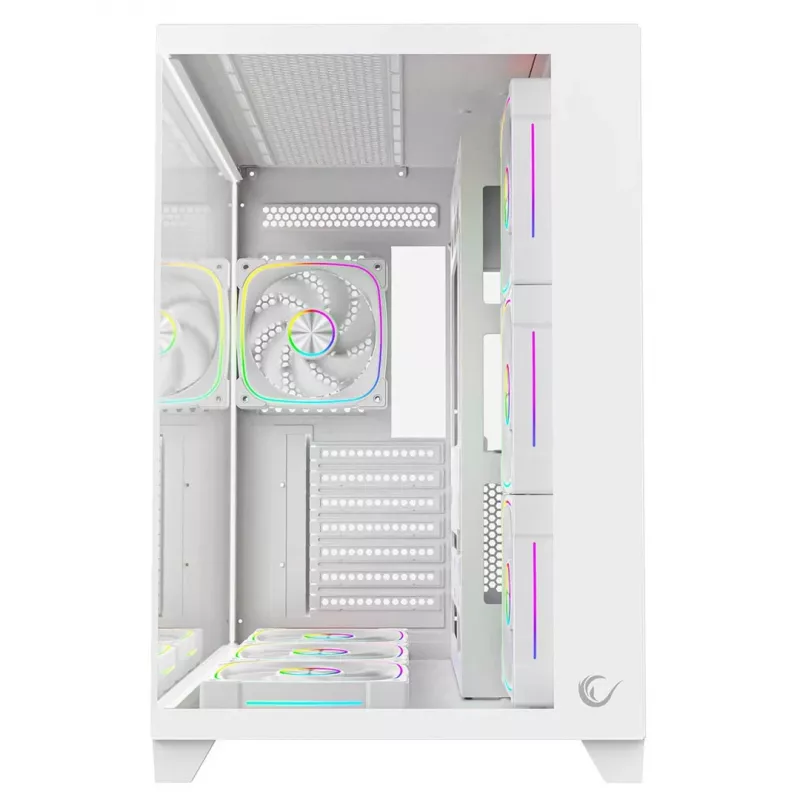RAMPAGE SEALITE-WHITE Mid-Tower PC skriňa s tvrdeným sklom, 7x ARGB PWM ventilátorov, biela