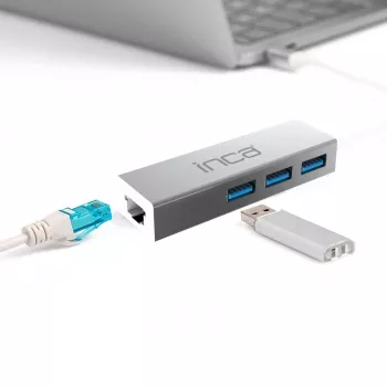 INCA IUSB-03TX USB 3.0 na Gigabit Ethernet adaptér s USB-C adaptérom, 1000Mbit/s, čierny