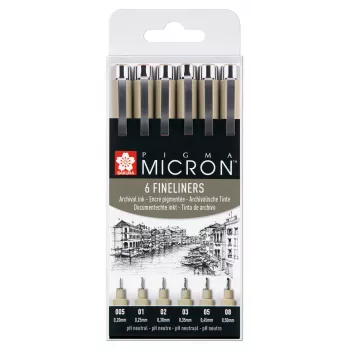 Sakura Pigma Micron fineliner sada 6 ks čierna
