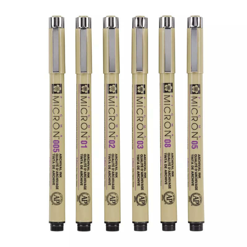 Sakura Pigma Micron fineliner sada 6 ks čierna