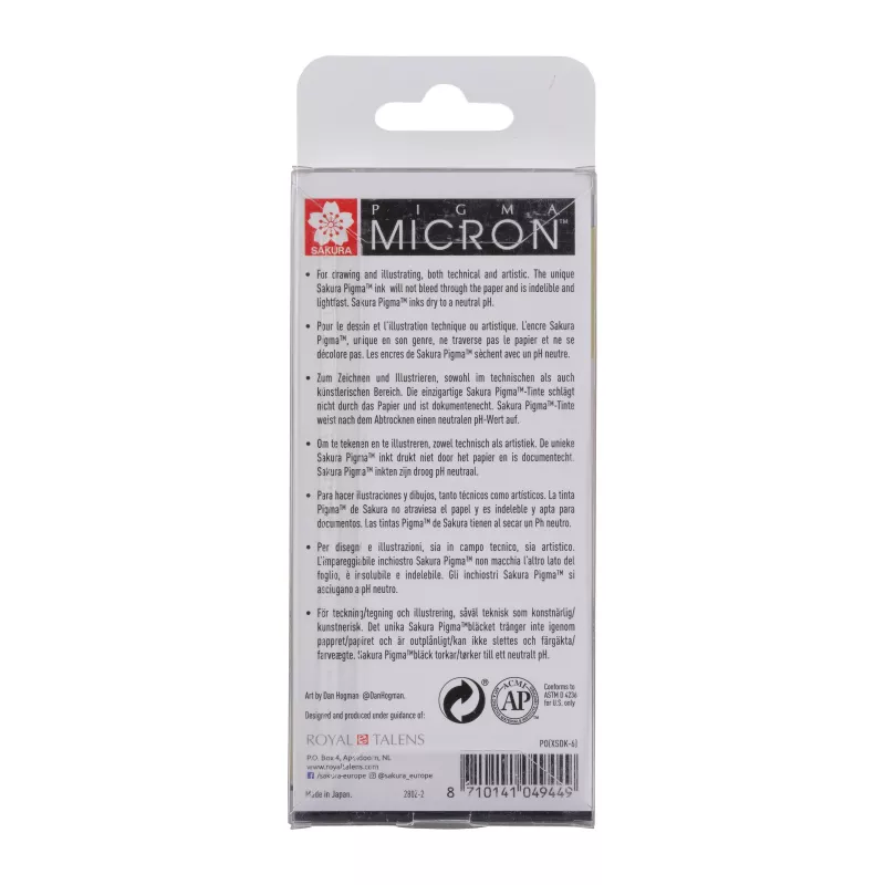Sakura Pigma Micron fineliner sada 6 ks čierna